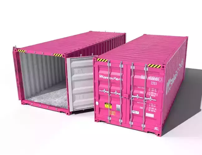 20ft Cargo Container Pink Low-poly 3D model