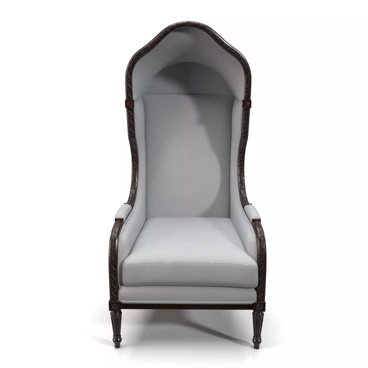 19th Century French Louis XVI Style Walnut Hooded Bergere 3D model