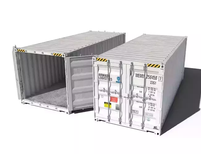20ft Cargo Container White Low-poly 3D model
