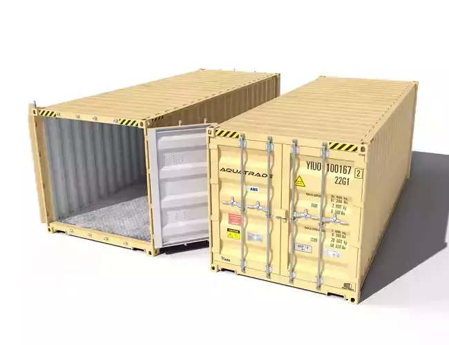 20ft Cargo Container Military Beige Low-poly 3D model