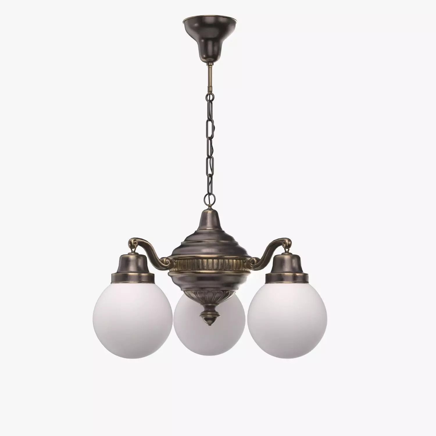 Brass Chandelier With Three Vintage Arms PBR 3D model_0