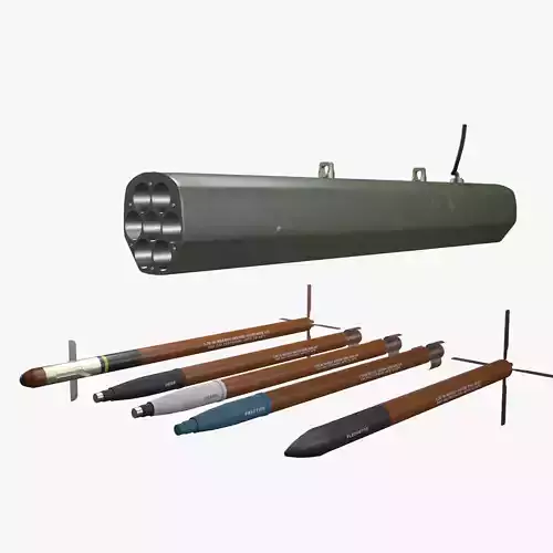 Rocket Launcher FZ220 With Missiles Low-poly 3D model