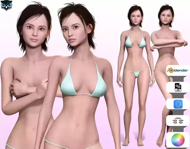 Lauren  Realistic Girl in bikini Advance Shader Low-poly 3D model