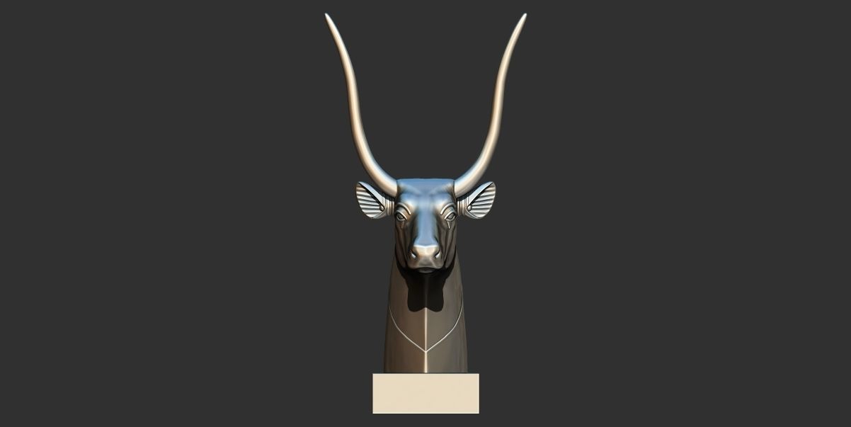 Head of Hathor  cow from grave of Tutankhamun 3D Printable model 3D print model_1