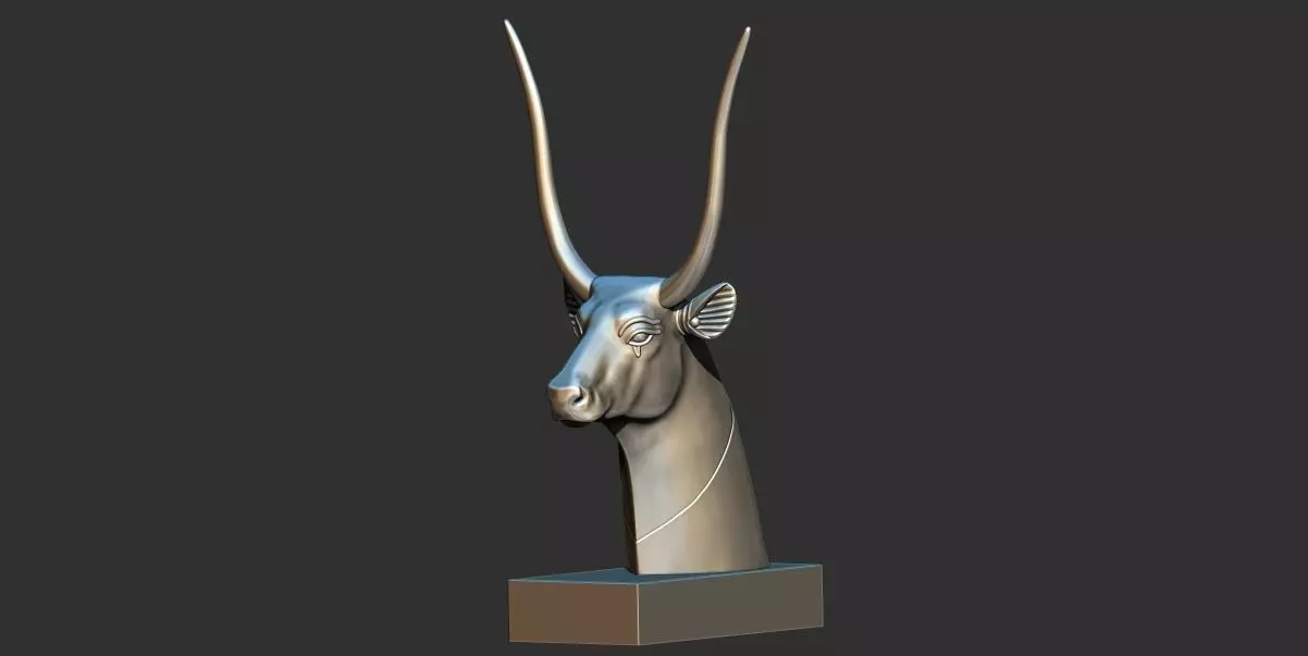 Head of Hathor  cow from grave of Tutankhamun 3D Printable model 3D print model_0