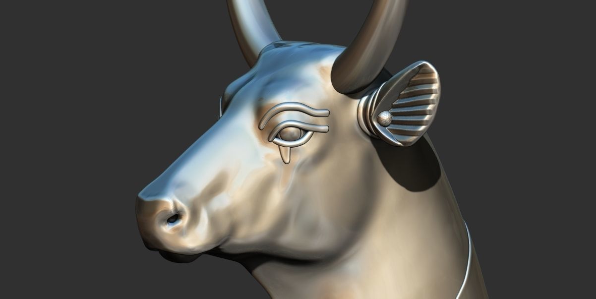 Head of Hathor  cow from grave of Tutankhamun 3D Printable model 3D print model_6