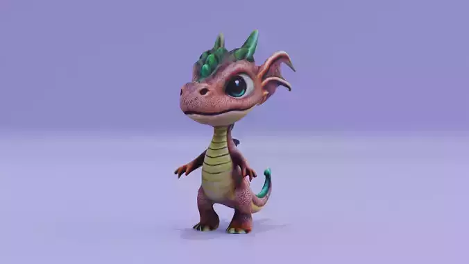 Dragon Character A-Pose Low-poly 3D model