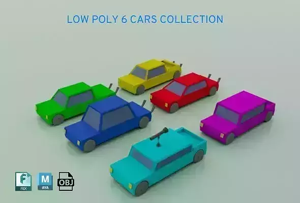 Low Poly 6 Racing Car Collection