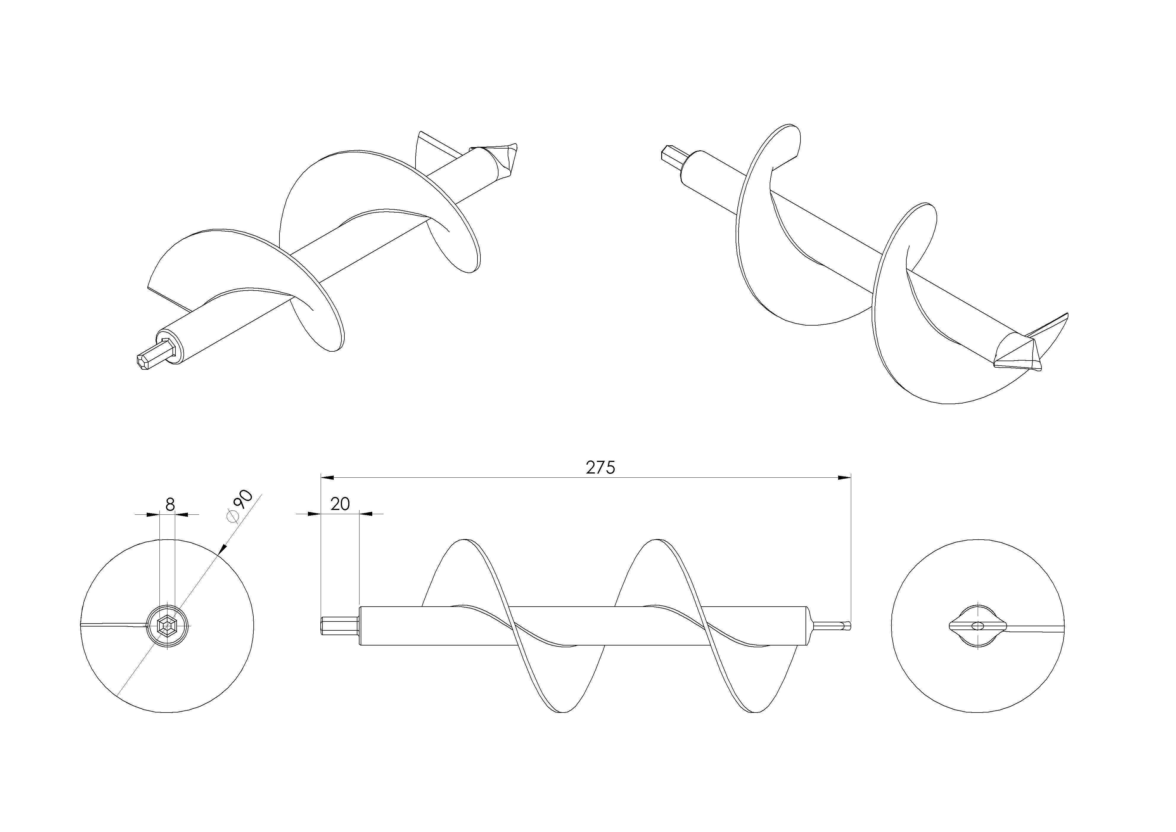 Garden Auger Planter 3D print model_4
