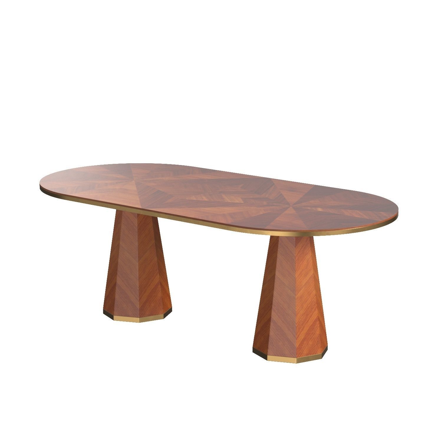 Quillen Marquetry Double Pedestal Dining Table PBR 3D model_4
