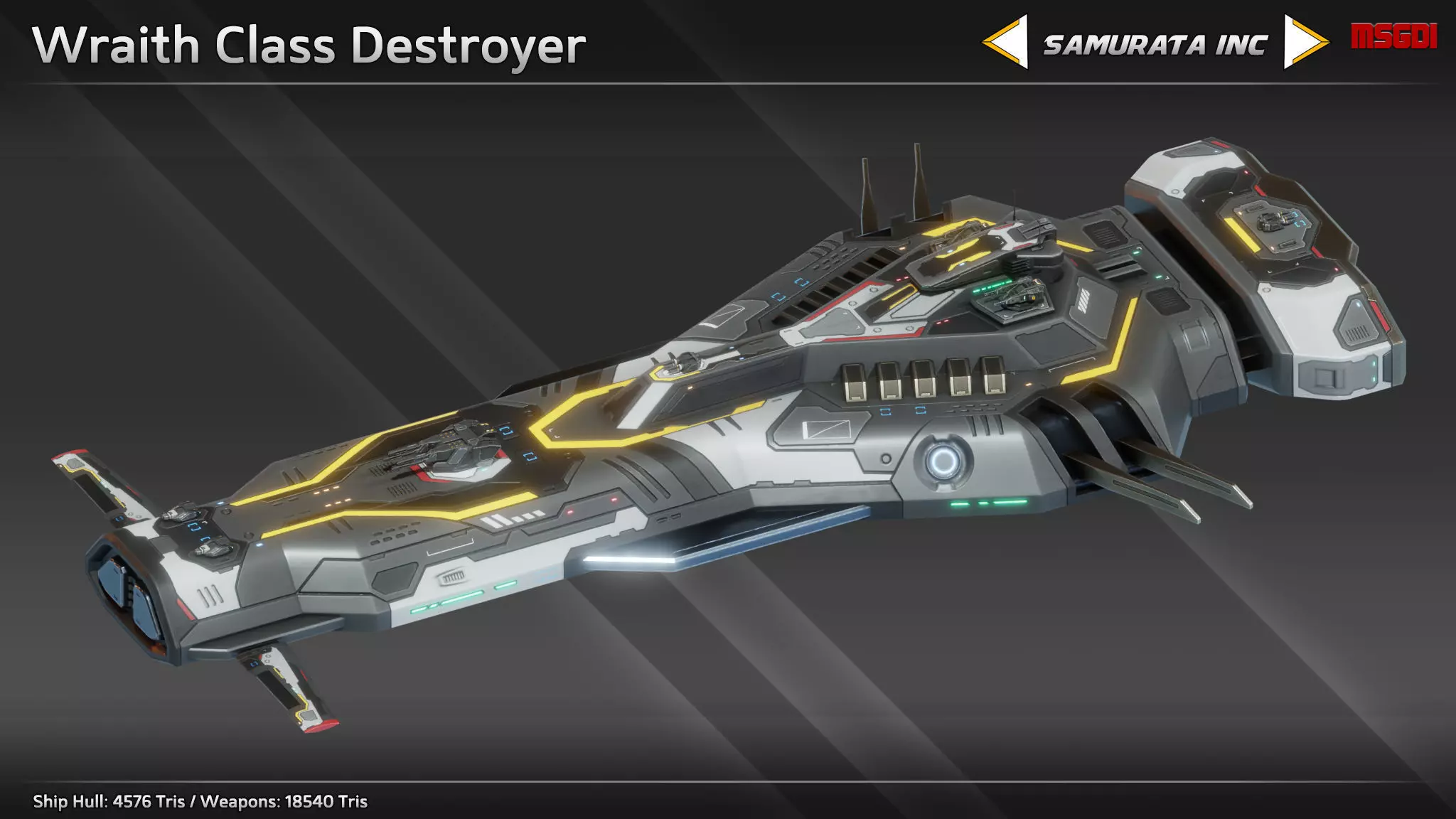 Spaceship Wraith Class Destroyer Low-poly 3D model