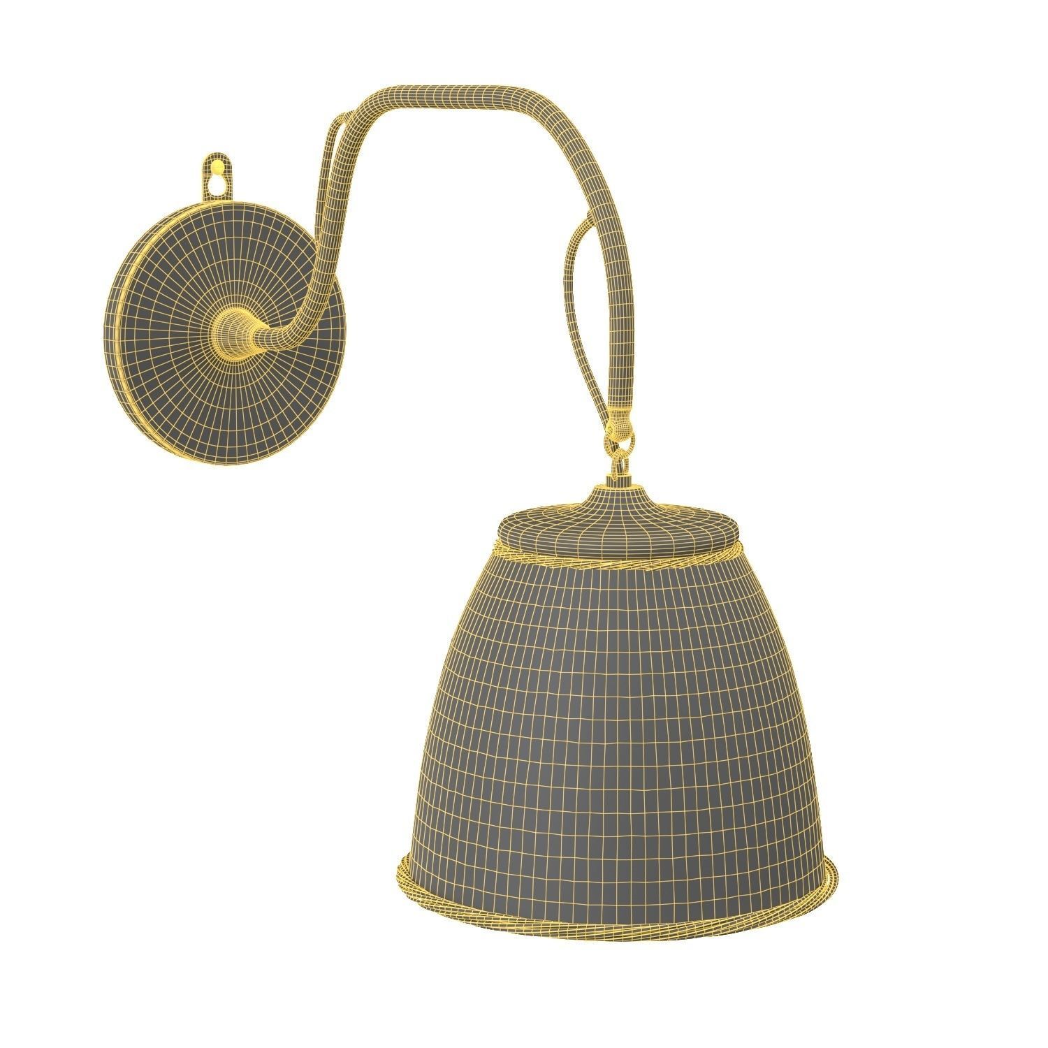 Swedish Wall Light Brass Rattan Sweden 1922 PBR 3D model_5