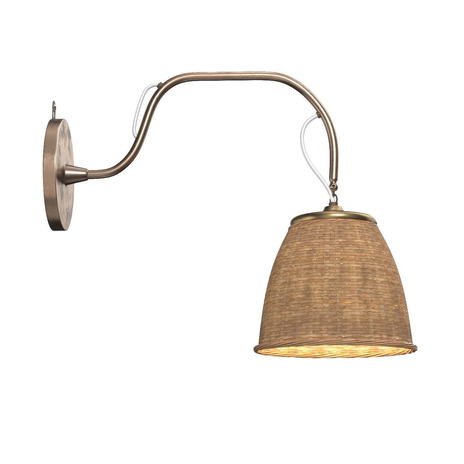 Swedish Wall Light Brass Rattan Sweden 1922 PBR 3D model_1