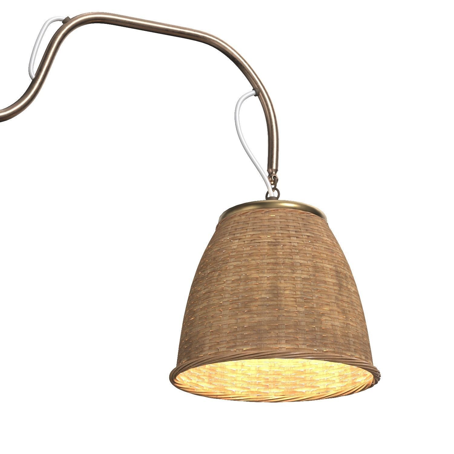 Swedish Wall Light Brass Rattan Sweden 1922 PBR 3D model_4