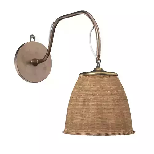 Swedish Wall Light Brass Rattan Sweden 1922 PBR