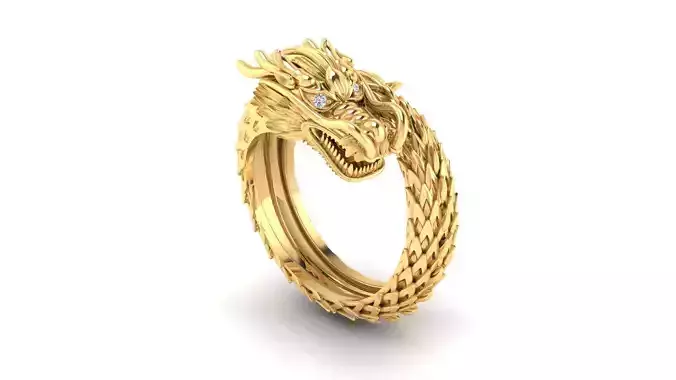 Dragon Ring V1 With Eyes Diamonds 3D print model