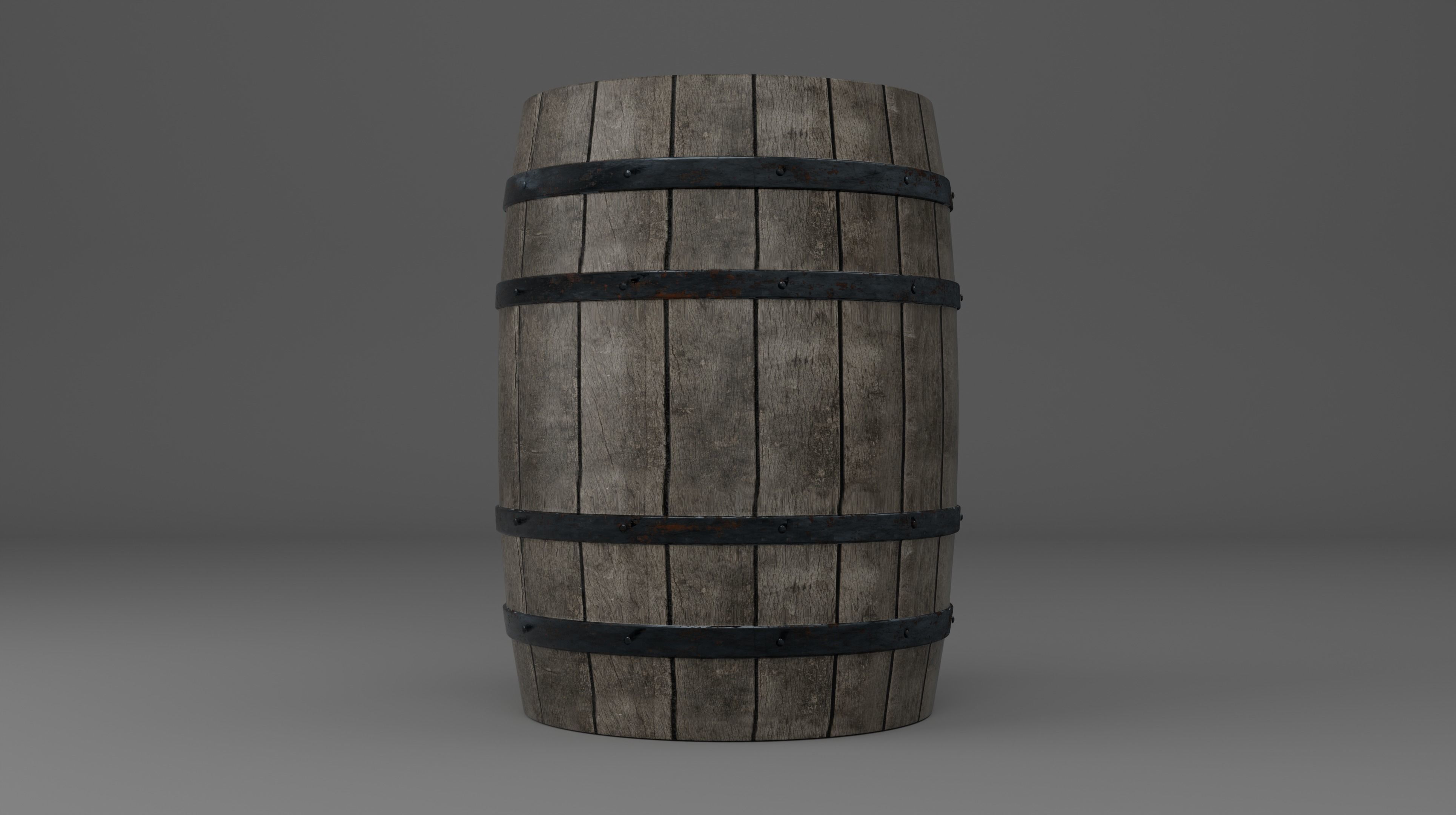 Wooden Barrel Free low-poly 3D model_1