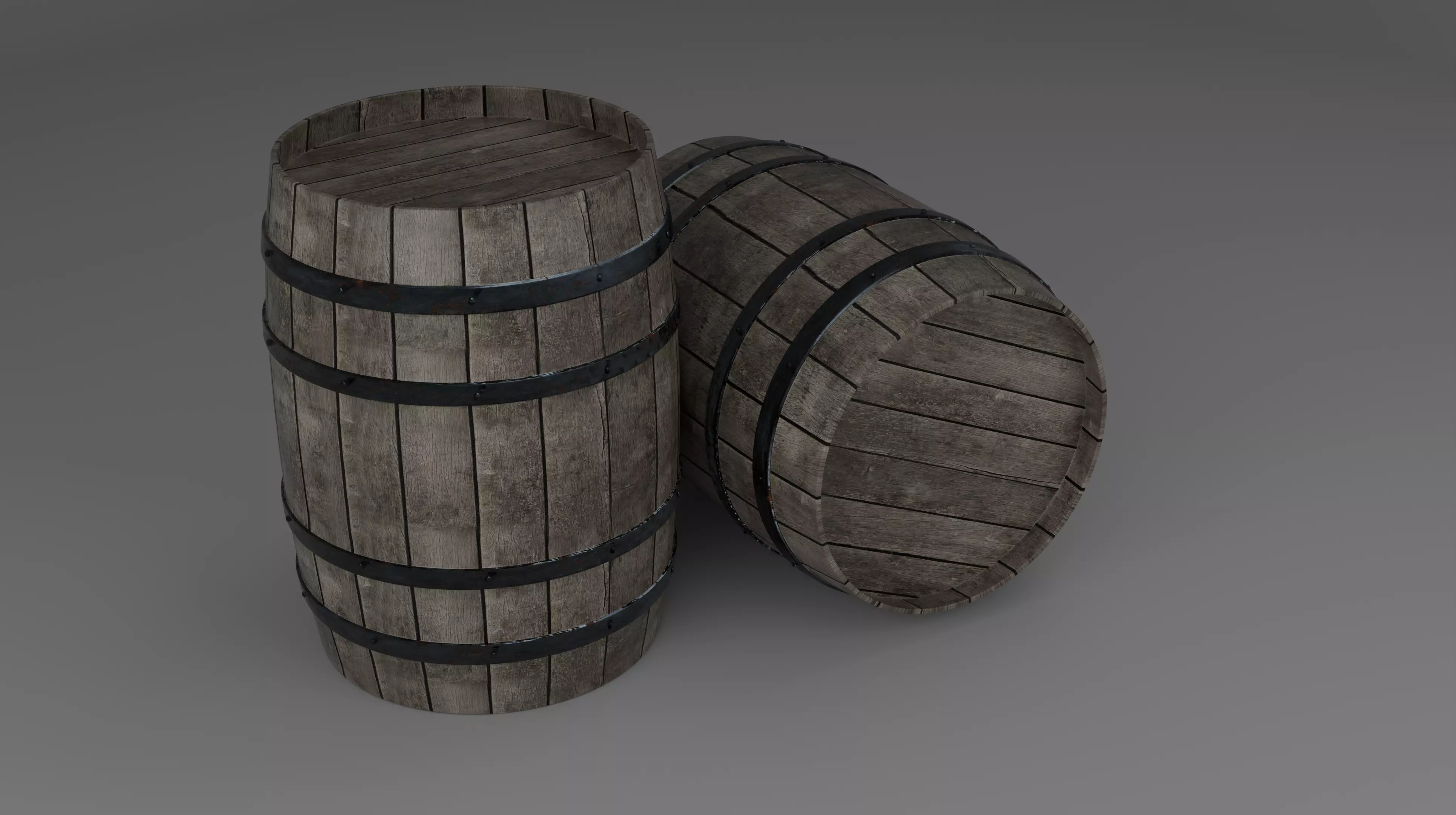 Wooden Barrel Free low-poly 3D model_0