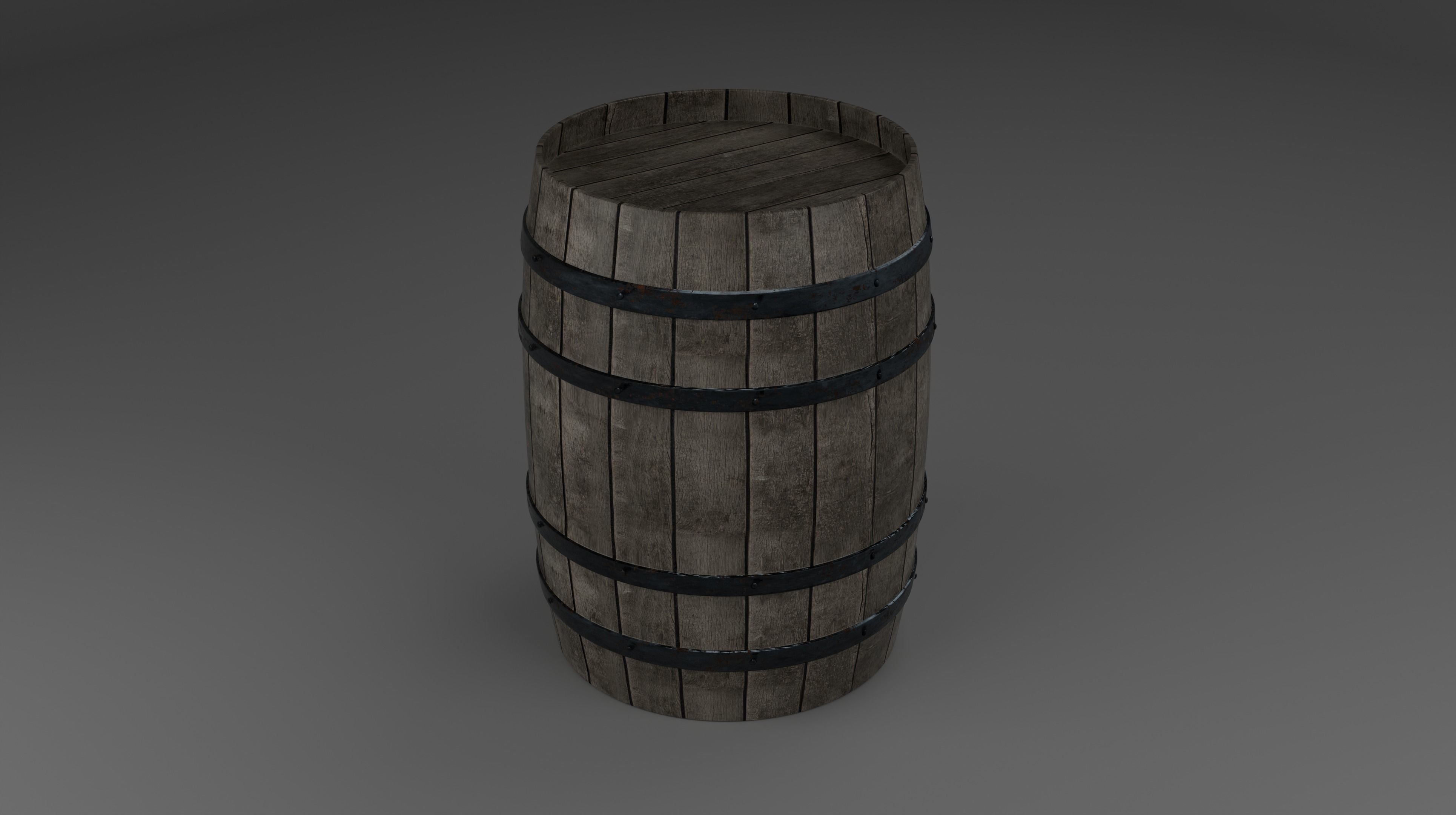 Wooden Barrel Free low-poly 3D model_3