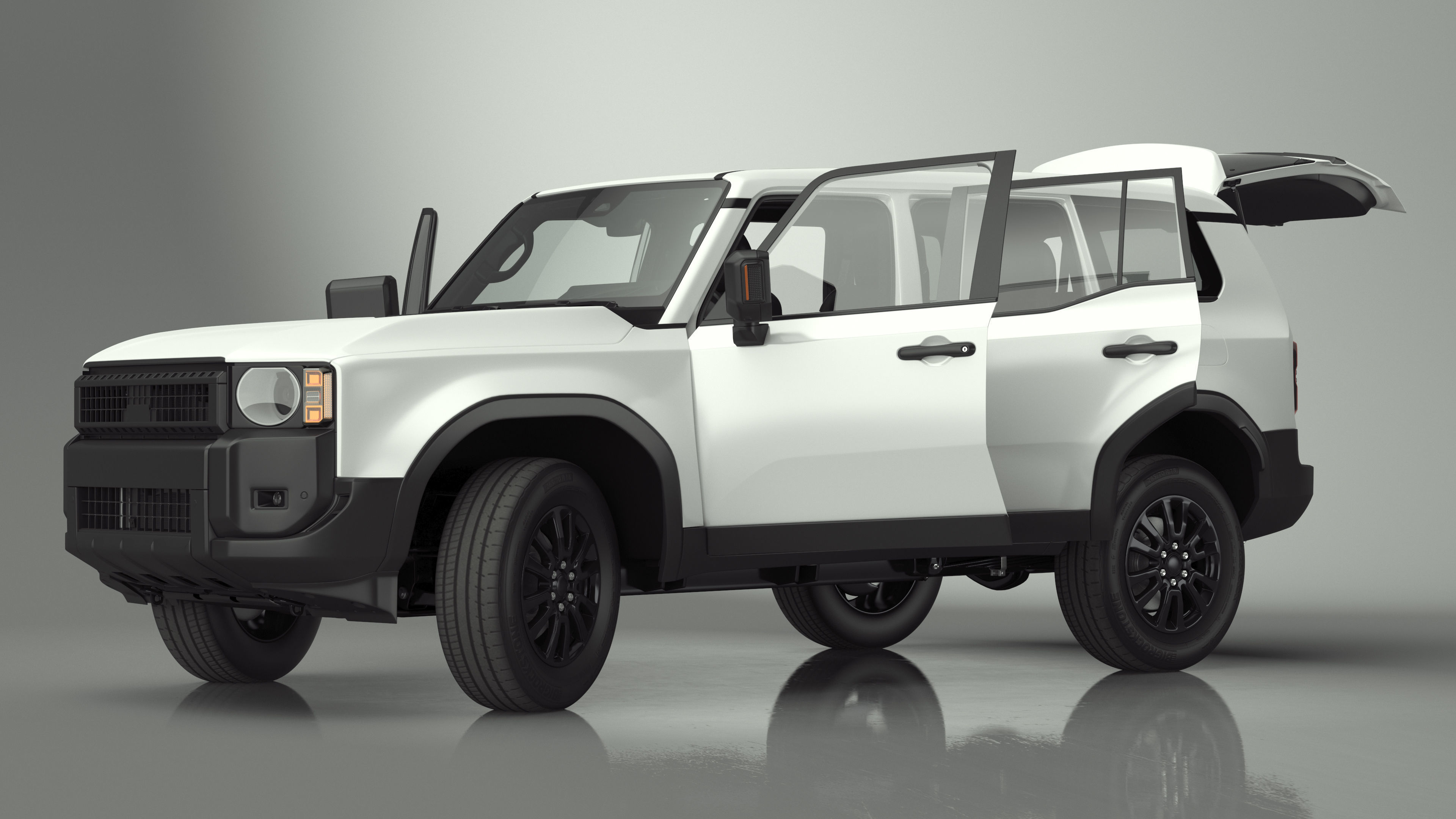 Generic SUV Vehicle White Rigged 3D model