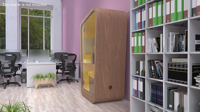 Wooden Office Phone Booth 3D model 4