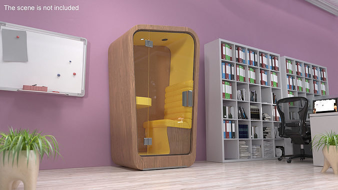 Wooden Office Phone Booth 3D model 3