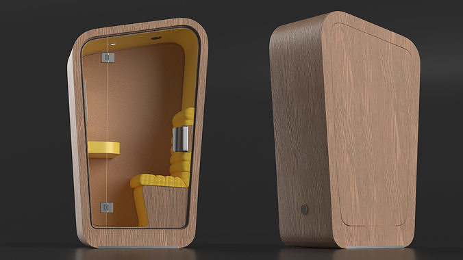 Wooden Office Phone Booth 3D model 5