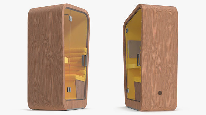 Wooden Office Phone Booth 3D model 7