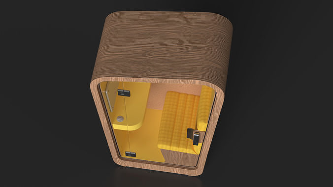 Wooden Office Phone Booth 3D model 6