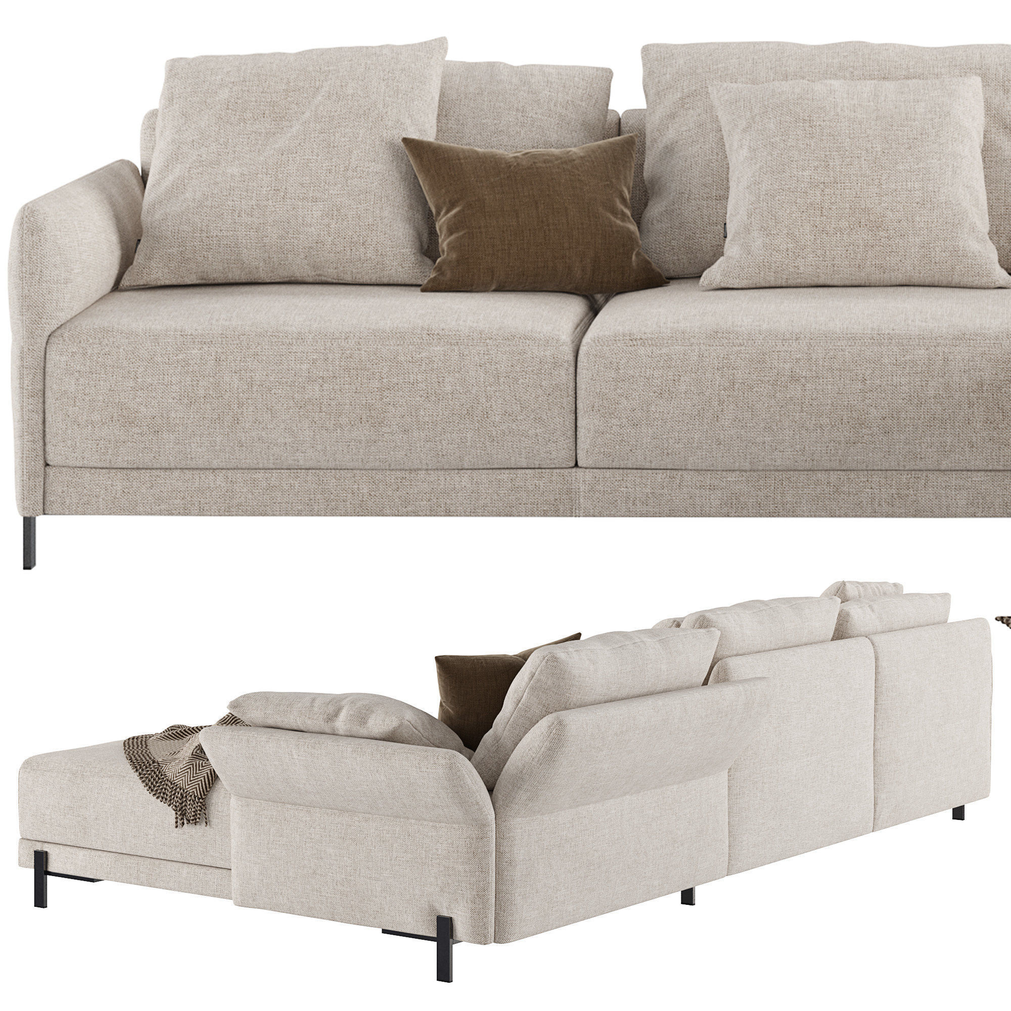 3 Seater Sofa with chaise longue Matthew 3D model_3