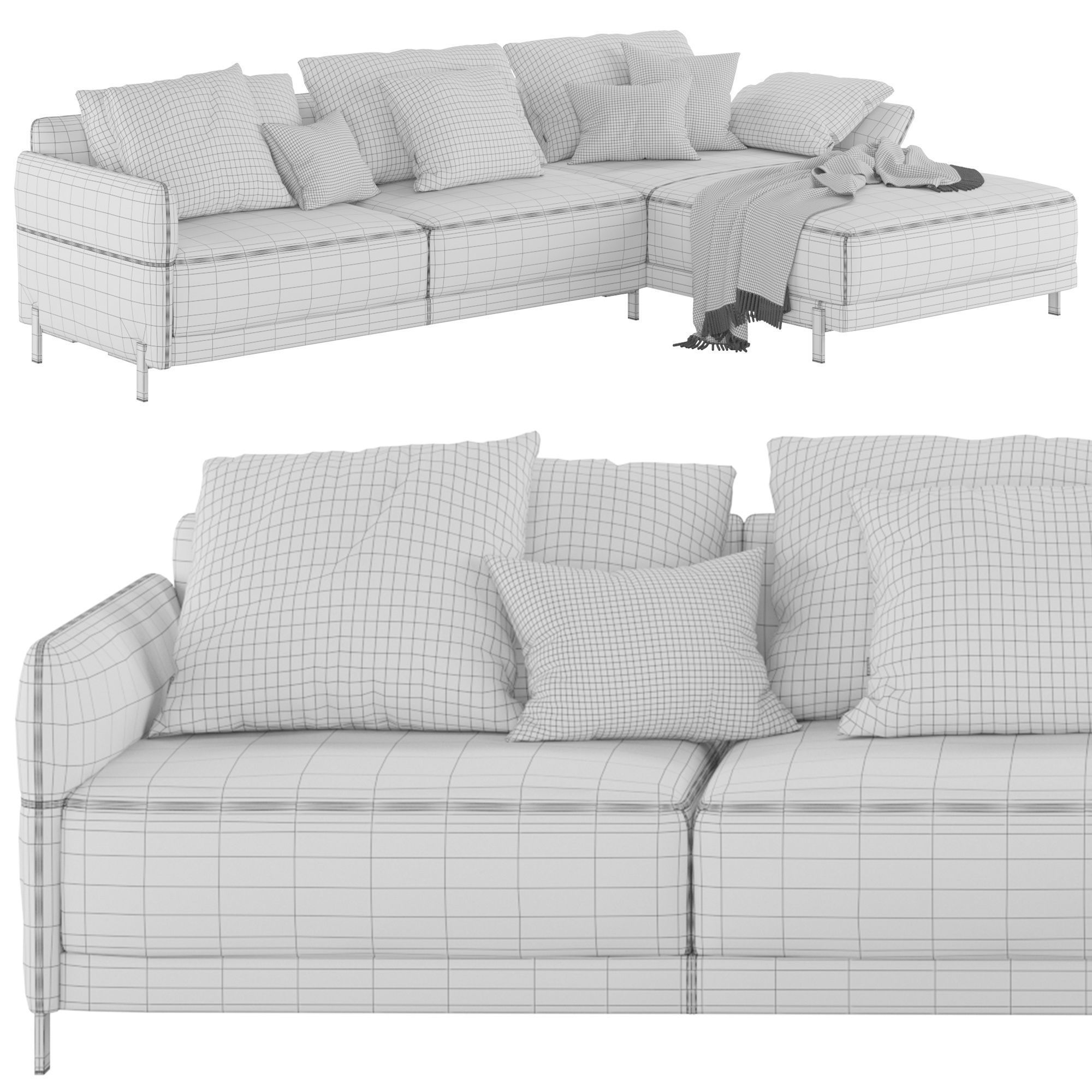 3 Seater Sofa with chaise longue Matthew 3D model_1
