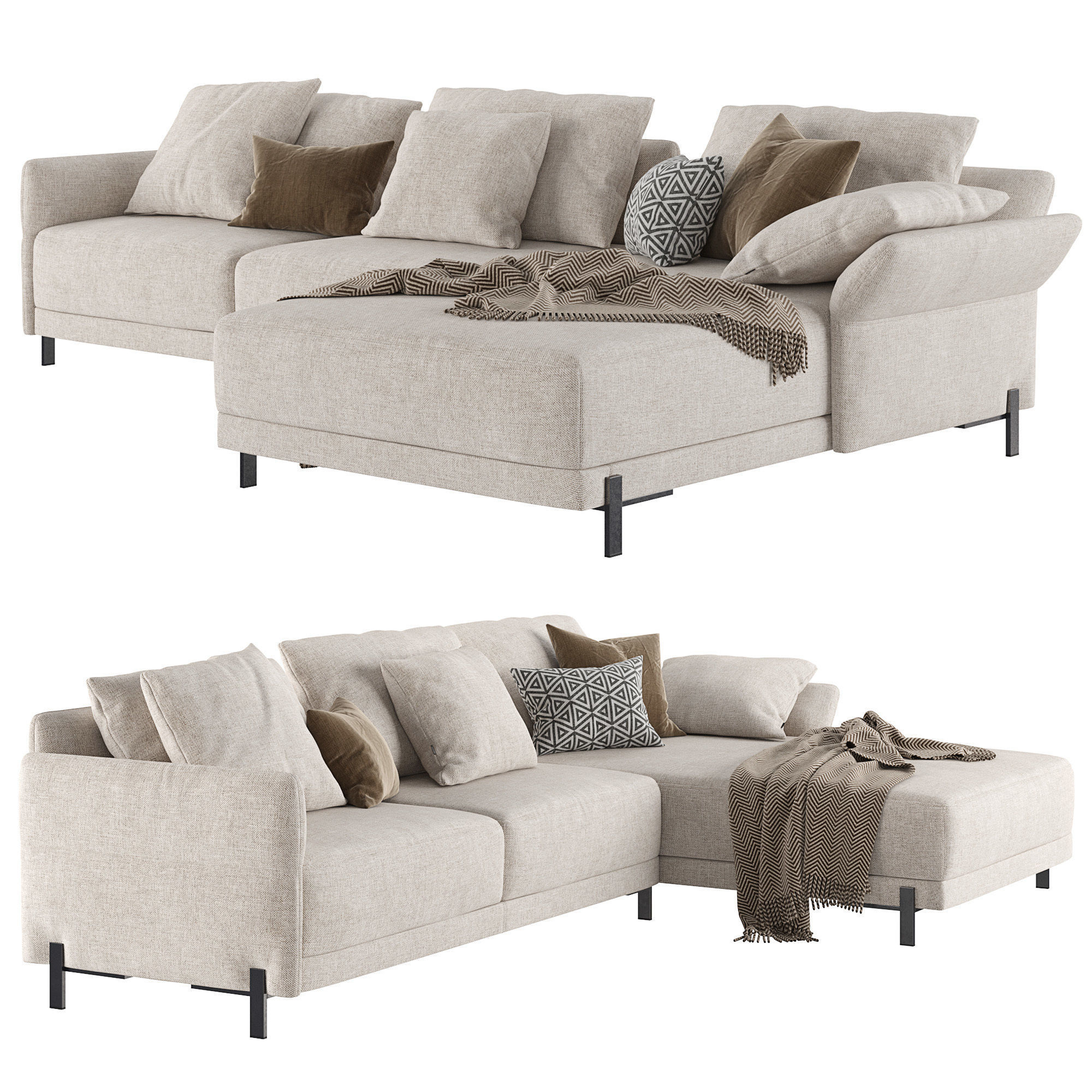 3 Seater Sofa with chaise longue Matthew 3D model_2
