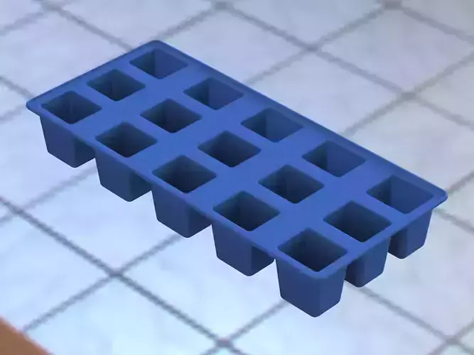 Blue Plastic Ice Cube Tray 3D print model