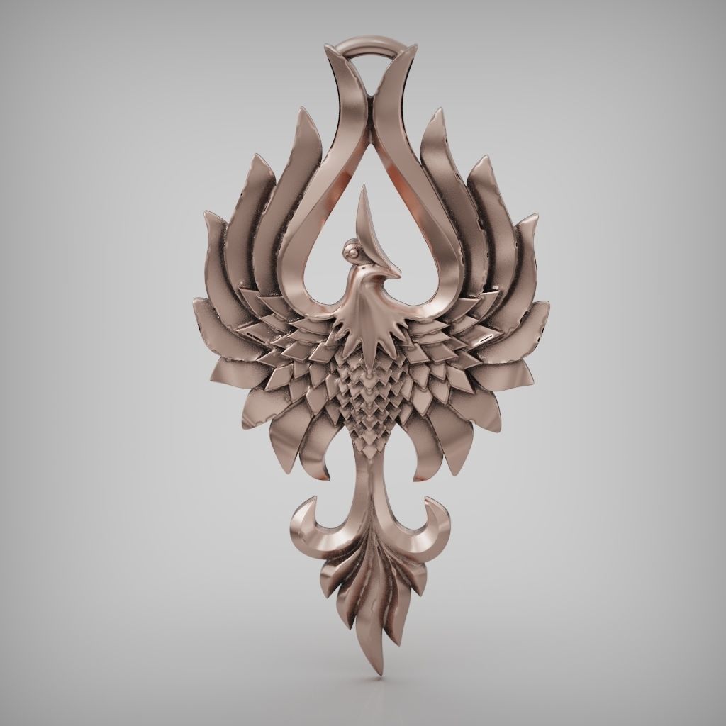 Pendant Fenix bird 3D print model_2
