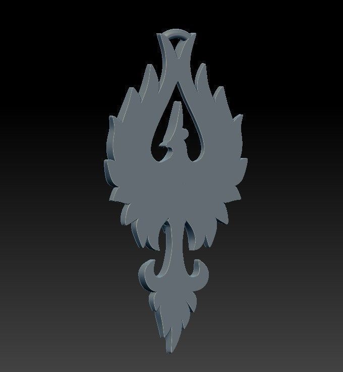 Pendant Fenix bird 3D print model_6