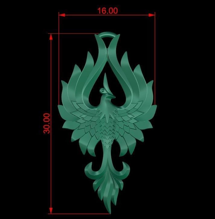 Pendant Fenix bird 3D print model_3