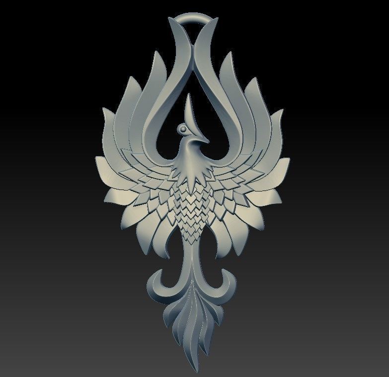 Pendant Fenix bird 3D print model_4