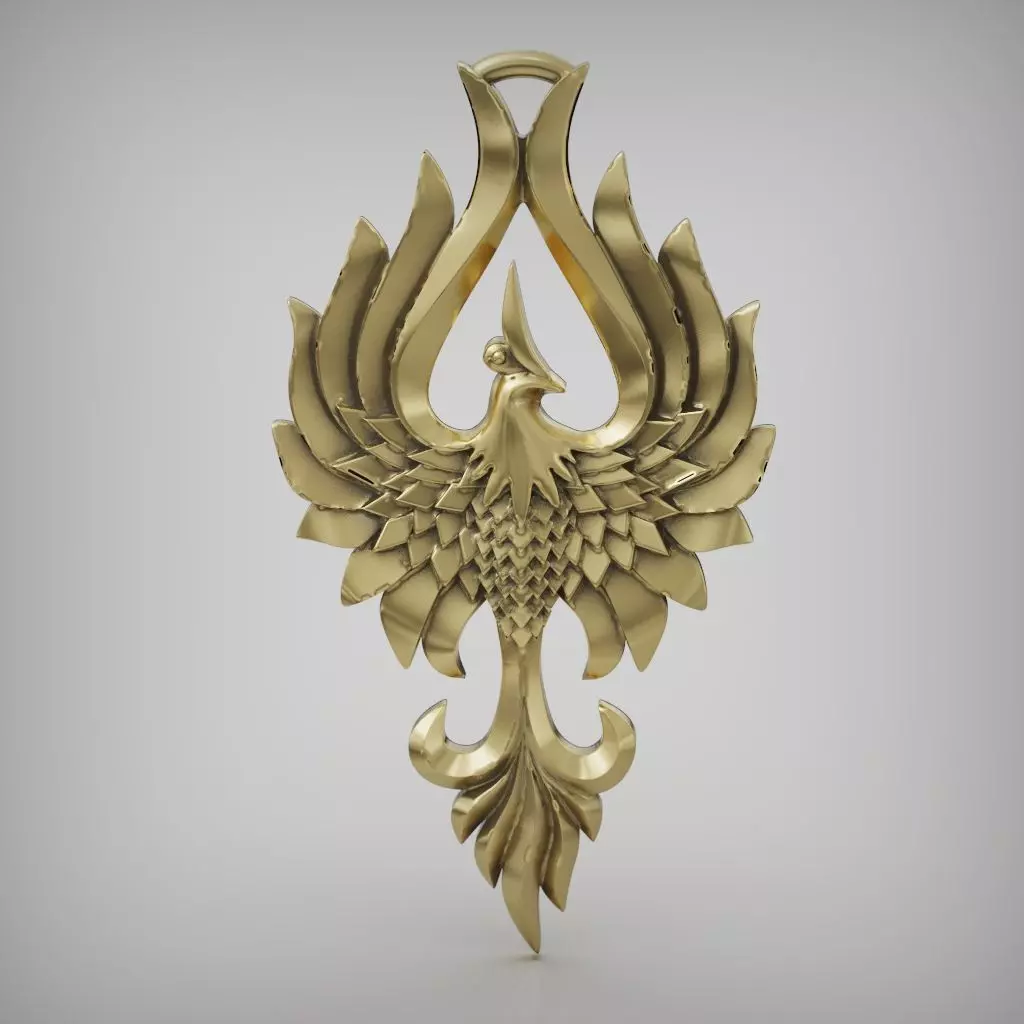Pendant Fenix bird 3D print model_0