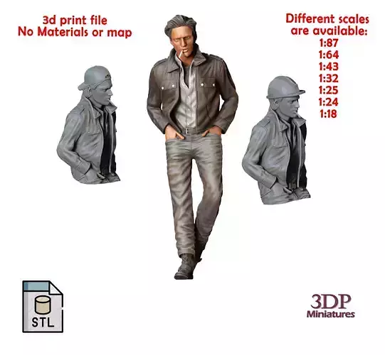 N4 A man with Rockabilly style 3D print model