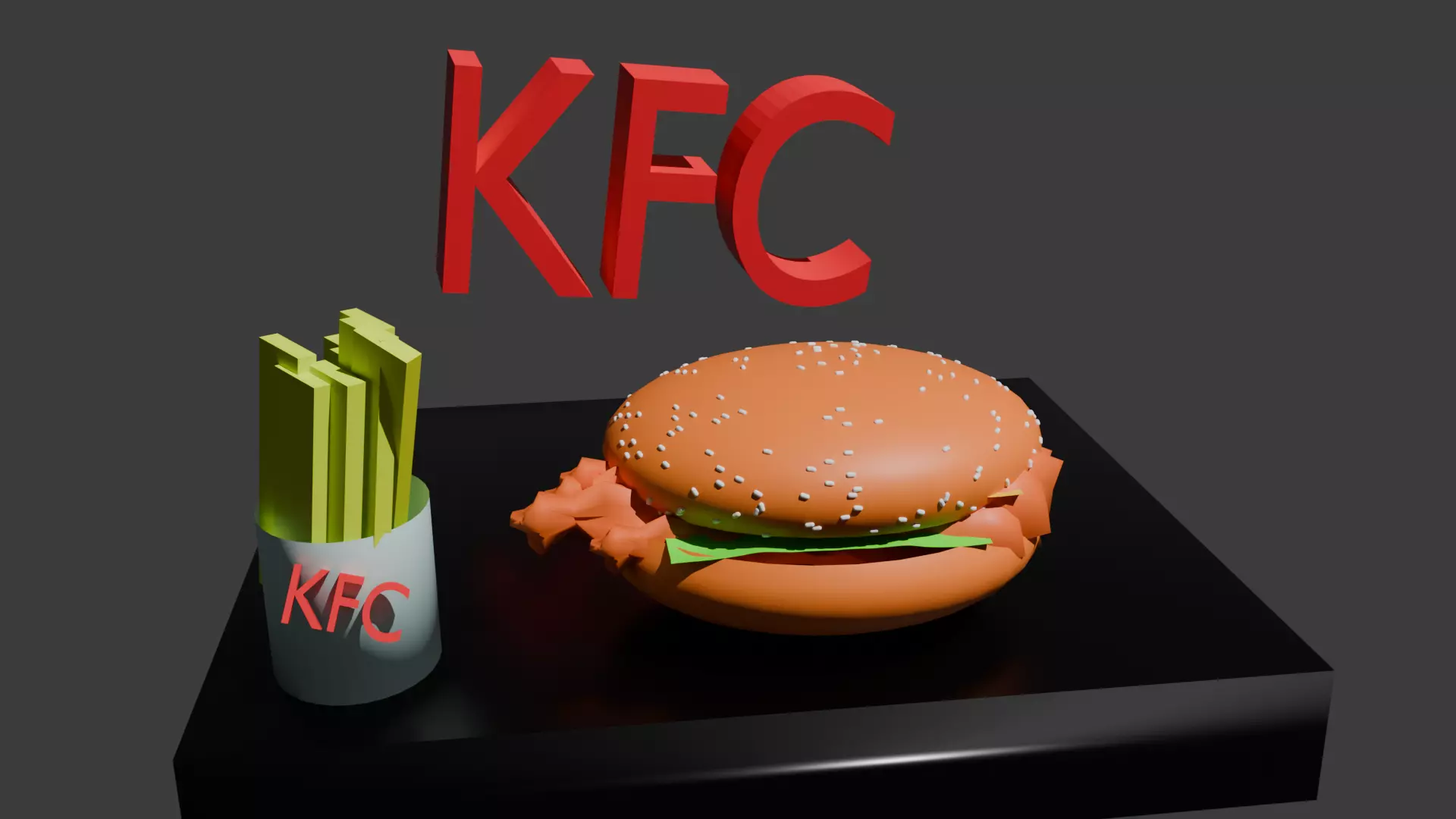 KFC ZINGER BURGER WITH FRIES Free 3D model