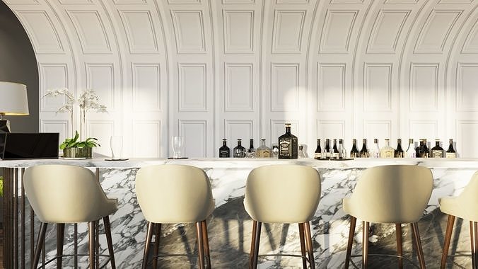 Luxury Lounge Bar Restaurant 3D Model Scene - Editable 3D model 3
