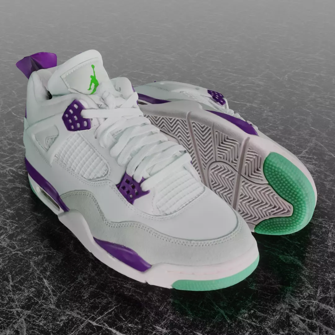 NIKE JORDAN 4 RETRO SB 3D SHOES - PURPLE Low-poly 3D model