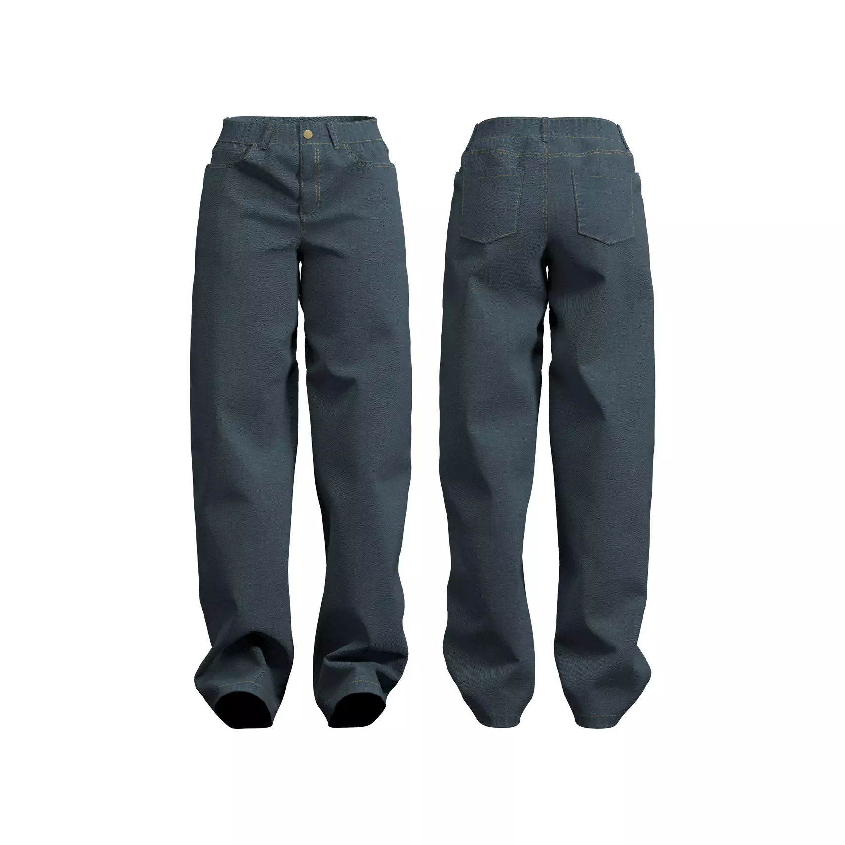 Womens Loose Ripped Jeans With A High Waist And Wide Legs - MD 3D model
