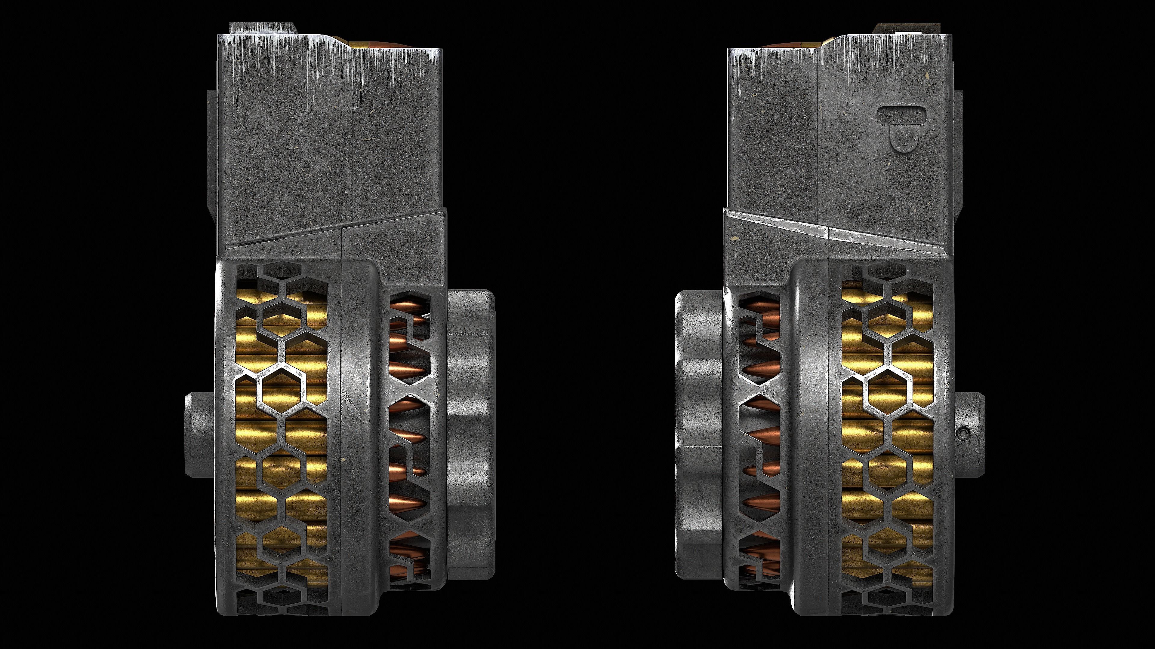 X Products X-25 50 Round Drum Skeletonized Magazine cal 308 Low-poly 3D model_7