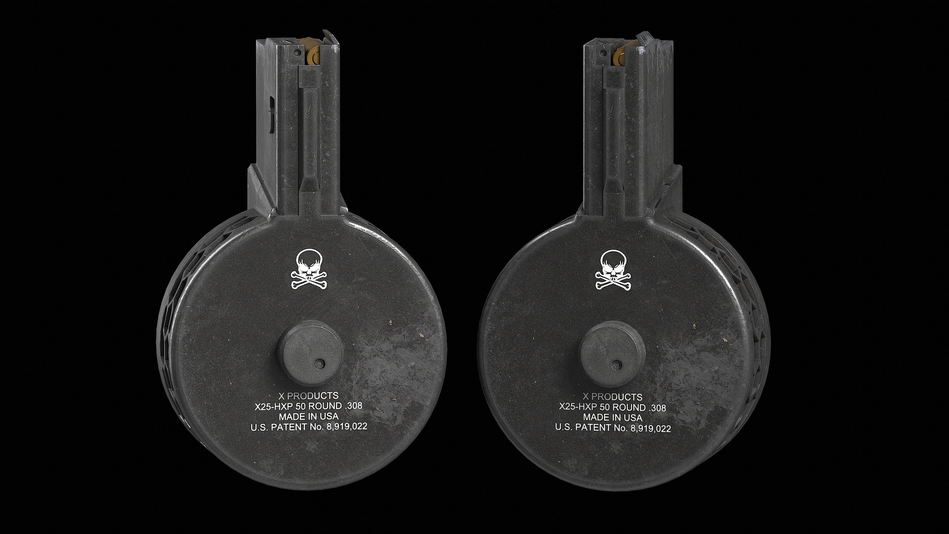 X Products X-25 50 Round Drum Skeletonized Magazine cal 308 Low-poly 3D model_6