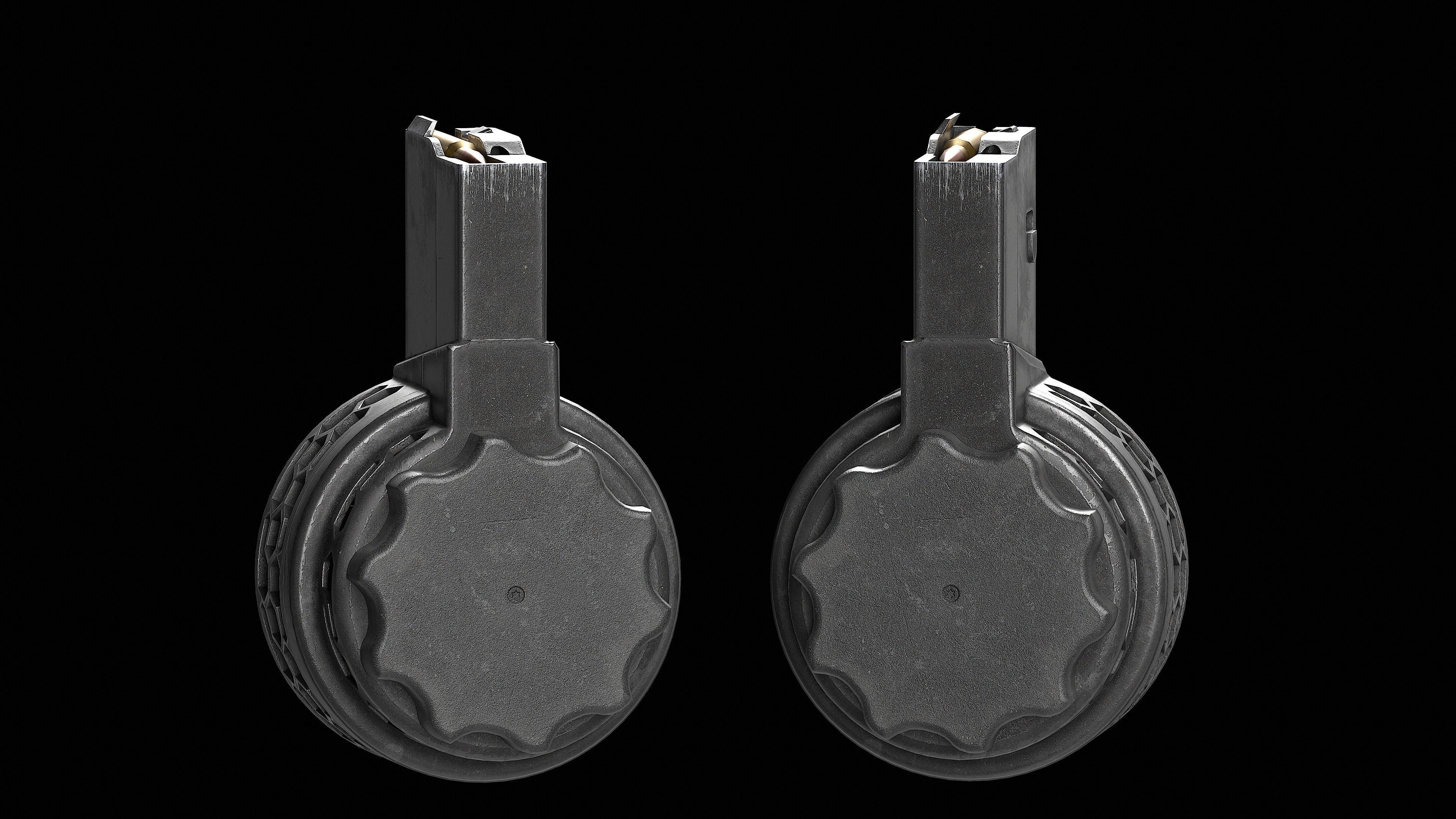 X Products X-25 50 Round Drum Skeletonized Magazine cal 308 Low-poly 3D model_5