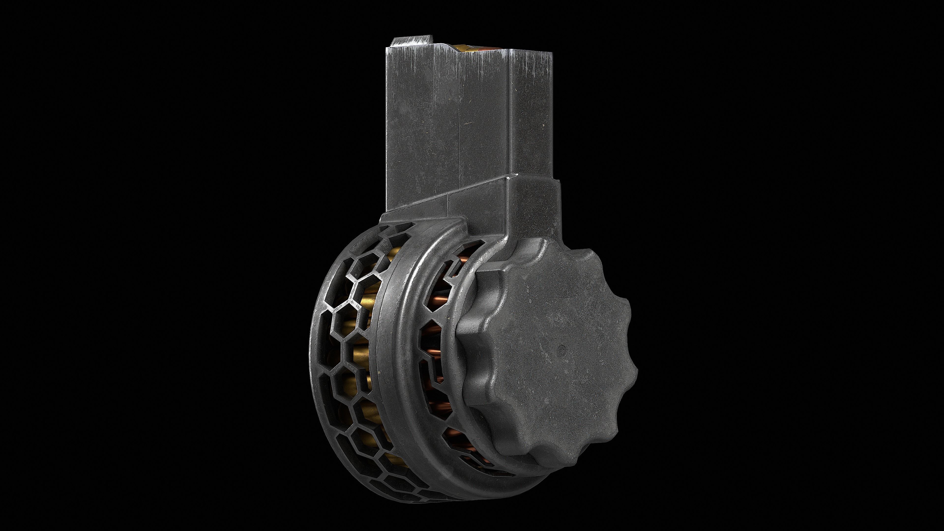 X Products X-25 50 Round Drum Skeletonized Magazine cal 308 Low-poly 3D model_1