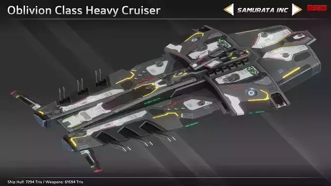 Spaceship Oblivion Class Heavy Cruiser Low-poly 3D model