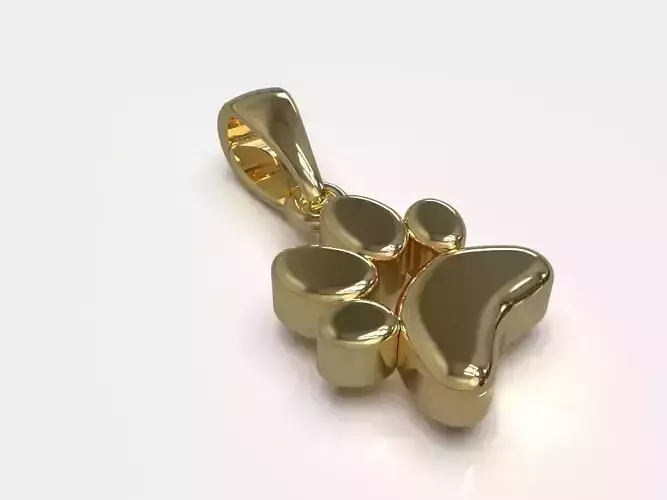 Dog paw pendant with bail 3D print model