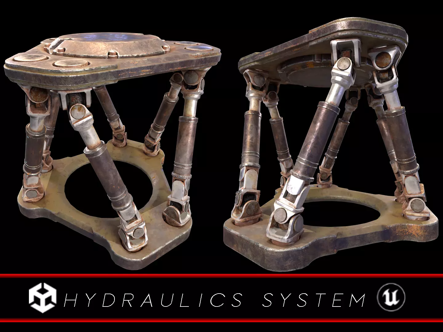 Sci-fi Hydraulics System Low-poly 3D model_0